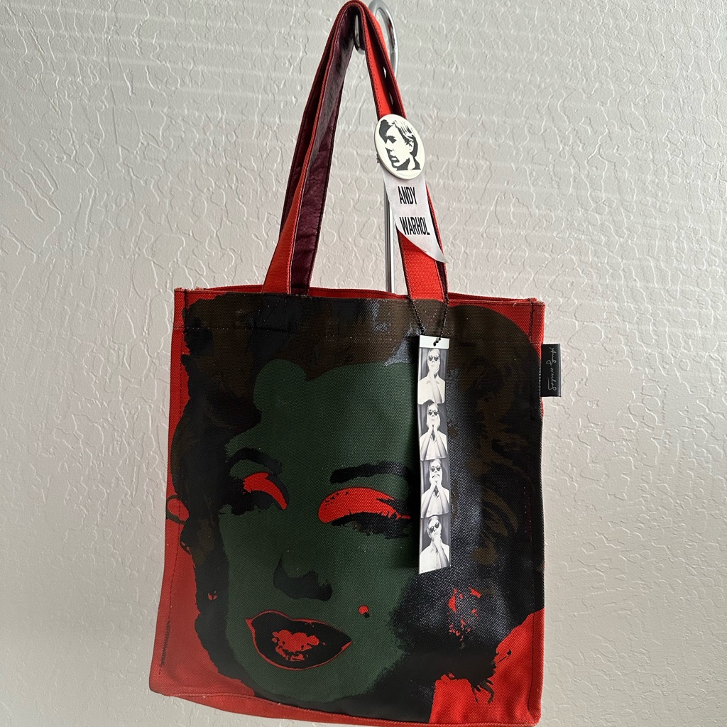 Vintage 90s Andy Warhol Marilyn Monroe Canvas Tote Bag